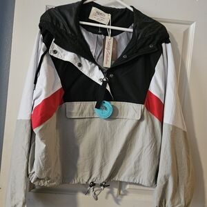 Colorblock Hooded Ashley Utility Windbreaker Jacket L